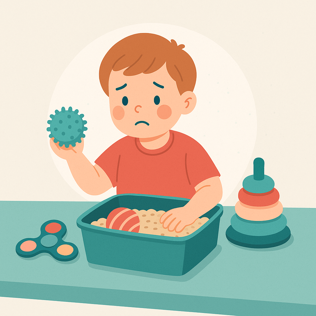 Child playing with sensory toys