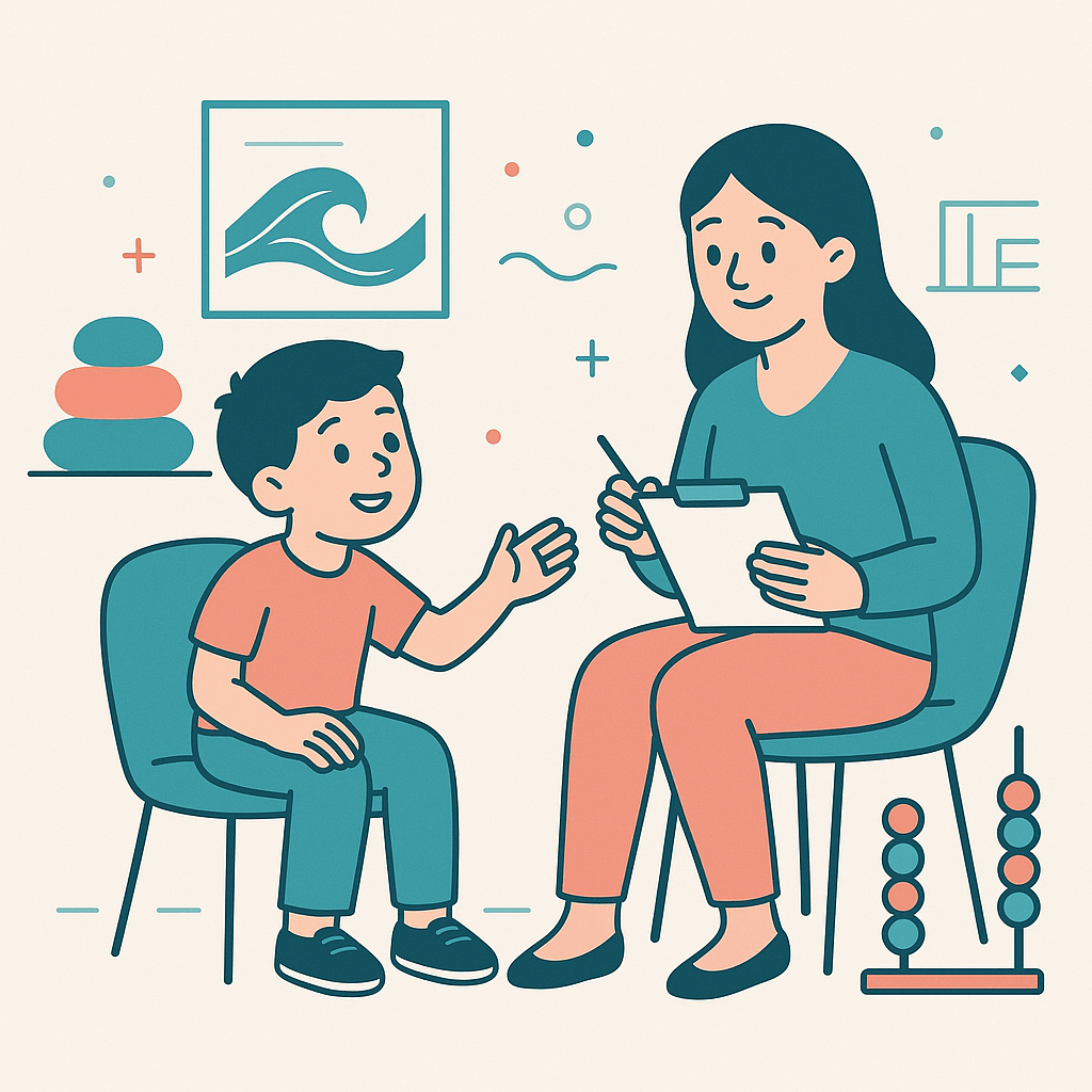 Child with therapist or parent