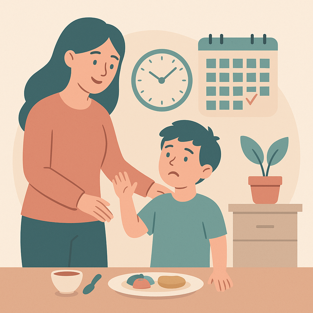 Parent and child in daily routine